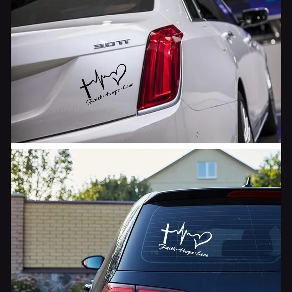 Faith Cross Hope Heartbeat Love Heart Vinyl Graphic Auto Laptop‎ Decal Sticker